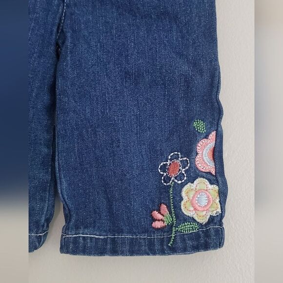 Disney Baby Winnie The Pooh Kids Denim Jeans w/ Floral Embroidery Size 18 Months - Picture 3 of 7